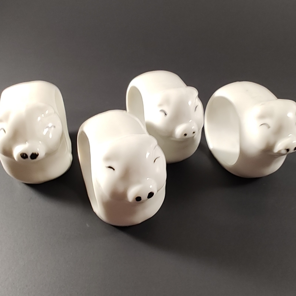 Antique Napkin Holders Razorback Pig Collectors Item Holiday Dinnerware
